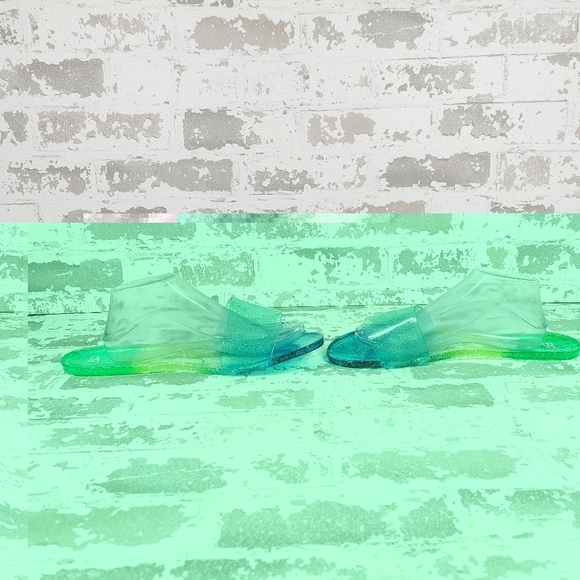 BP. Blue & Green Clear Single Strap Slippers Sandals V637 - Picture 7 of 11
